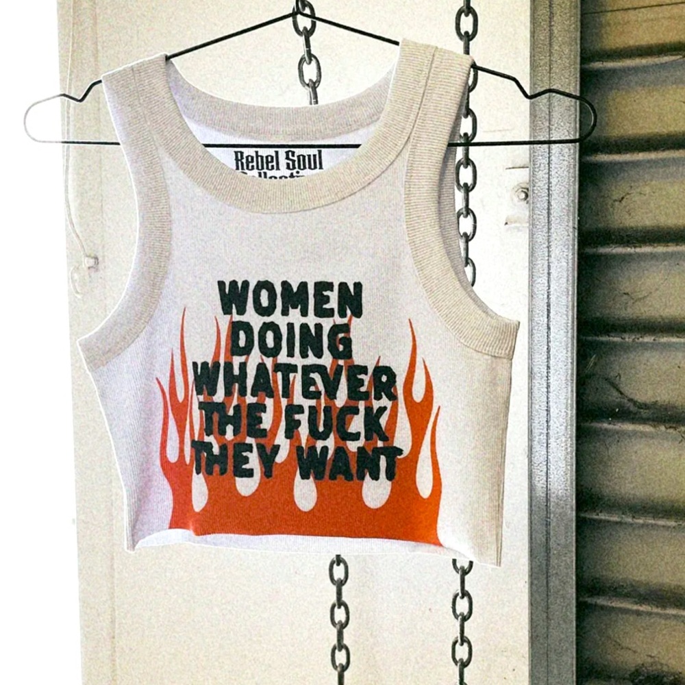 WOMEN DOING WHATEVER FLAME CROP TANK